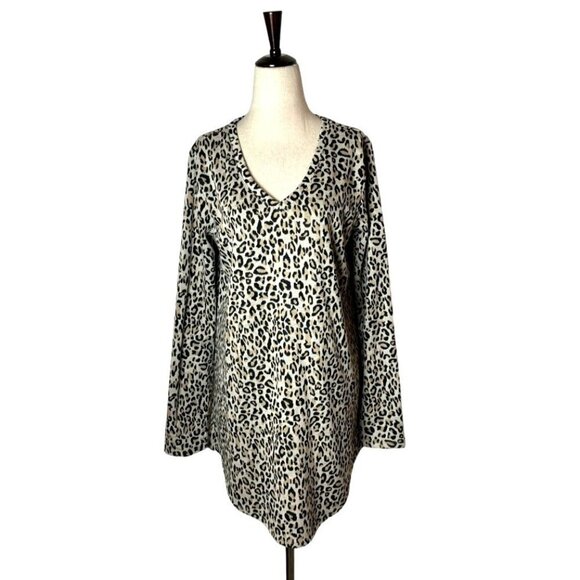 Tyler Boe Brown And Black Leopard Print Chrissy V‎ Neck Tunic Top Size M NWT - Picture 1 of 10